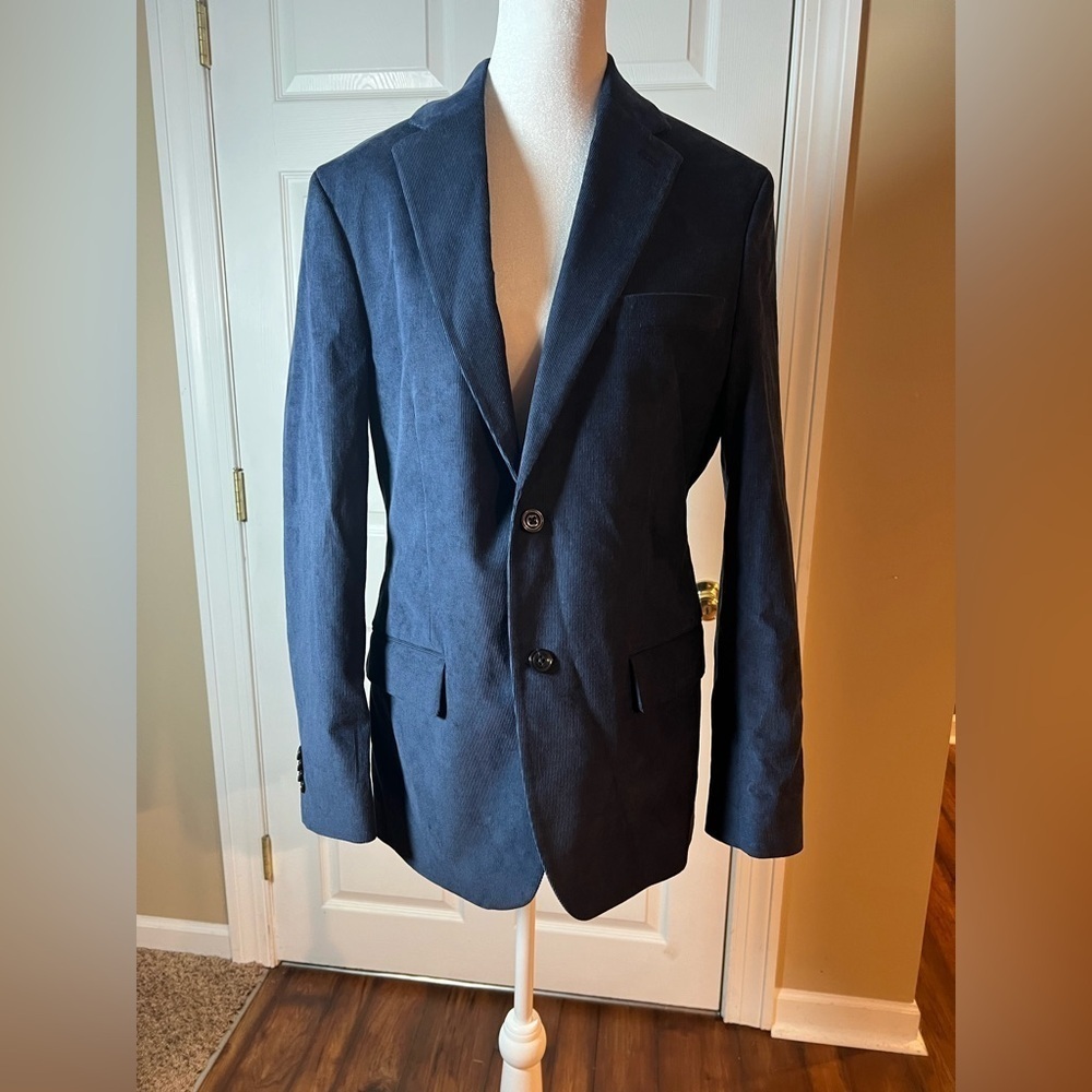 Tommy Hilfiger Men's Sport Coat Blazer Two Button Navy Blue Corduroy 38R